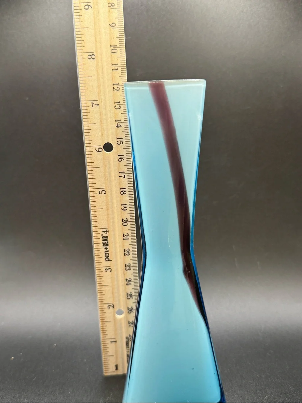 VTG Art Glass Bud Vase Futuristic Modern Amorphous 3 sided Contemporary 7.5”